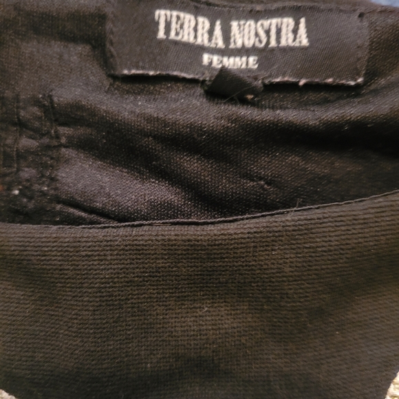 Terra Nostra Black Cropped Sleeve Top With Embroidered Front XS - Picture 7 of 7